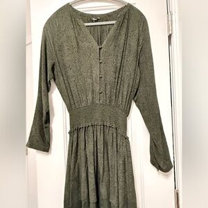 Rails Olive Green Mini Dress with Smocked Waist